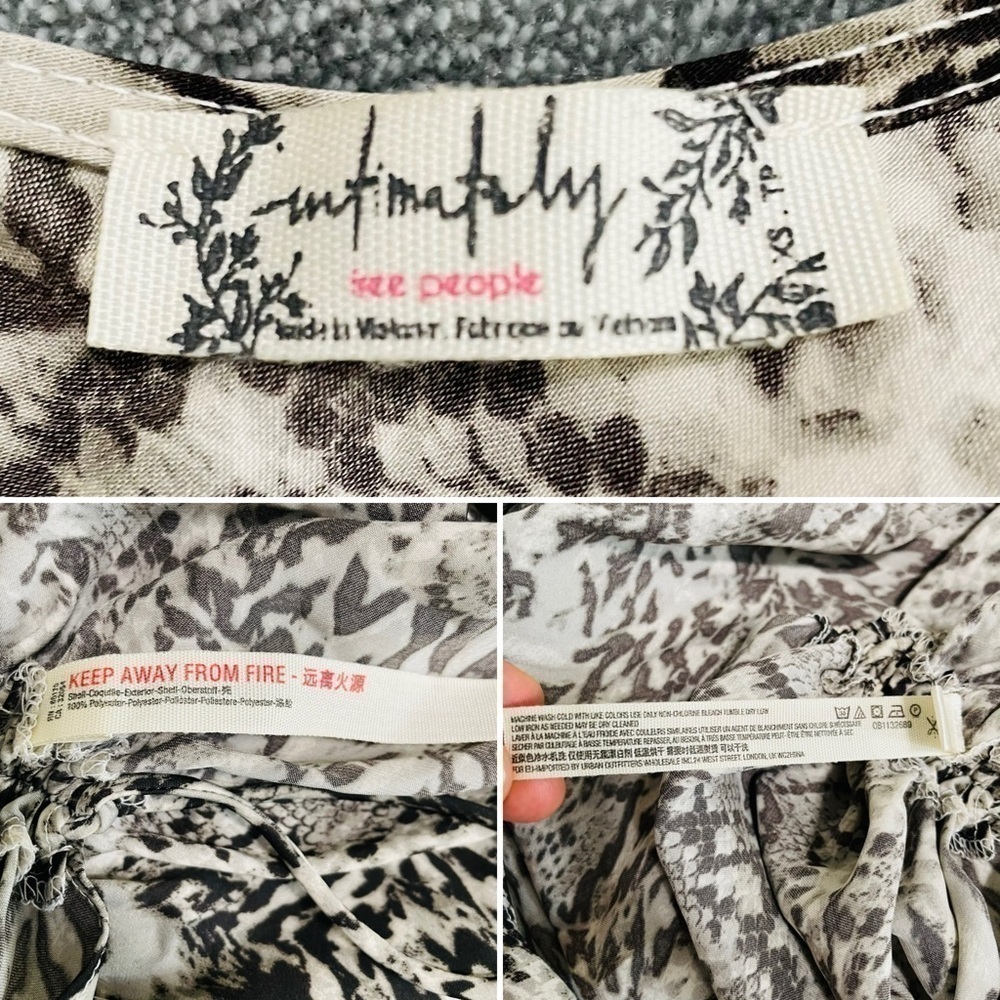 Free People Day to Night Slip Dress Ruched Snake Print Slinky Mini Size XSmall - Picture 14 of 14